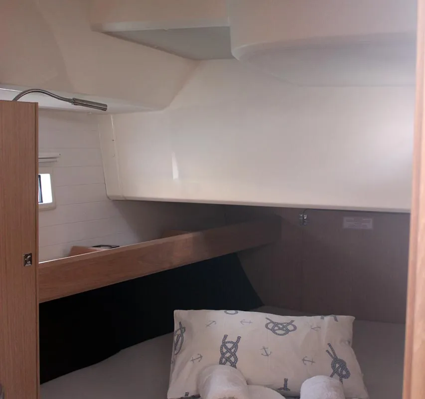 Cabin on Divine, a Bavaria Cruiser 46 sailboat at Volos Municipality, Greece