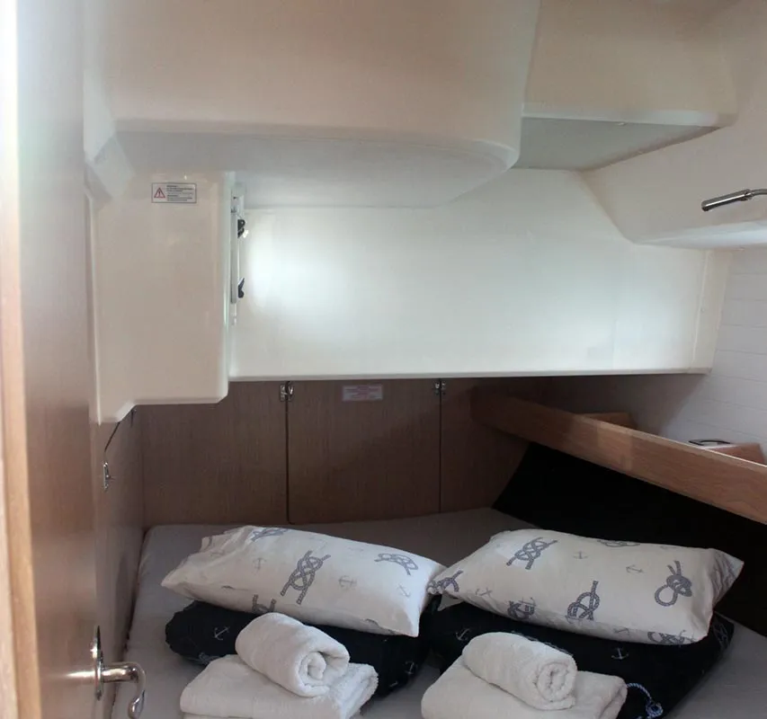 Cabin on Divine, a Bavaria Cruiser 46 sailboat at Volos Municipality, Greece