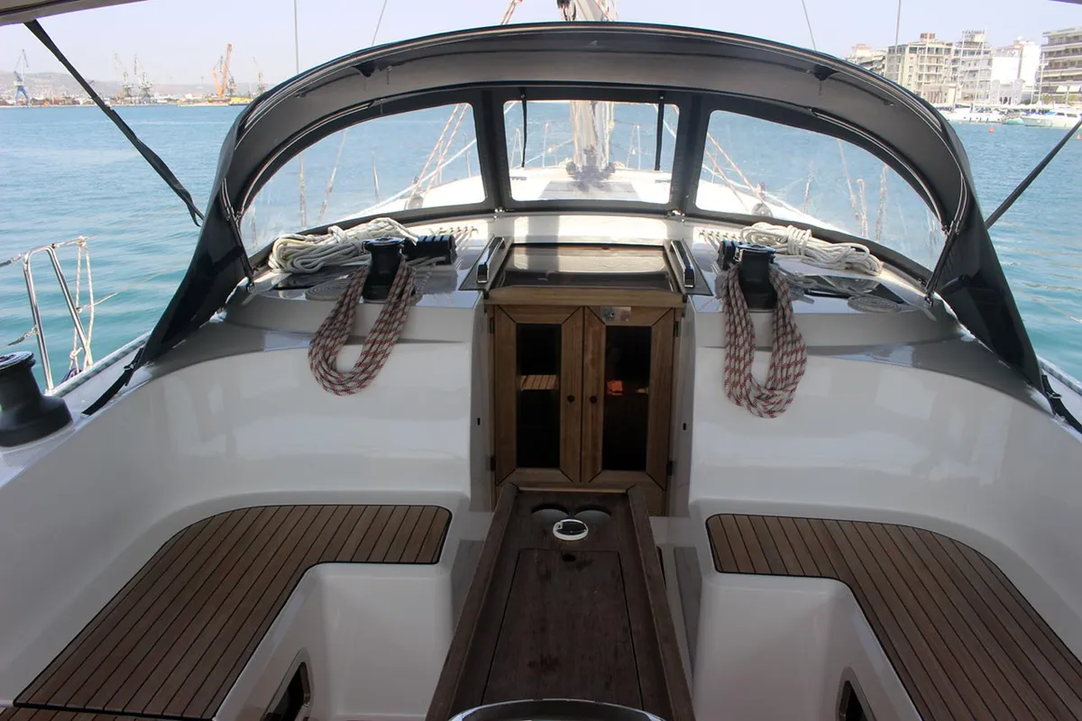 Cockpit of Divine, a Bavaria Cruiser 46 sailboat at Volos Municipality, Greece