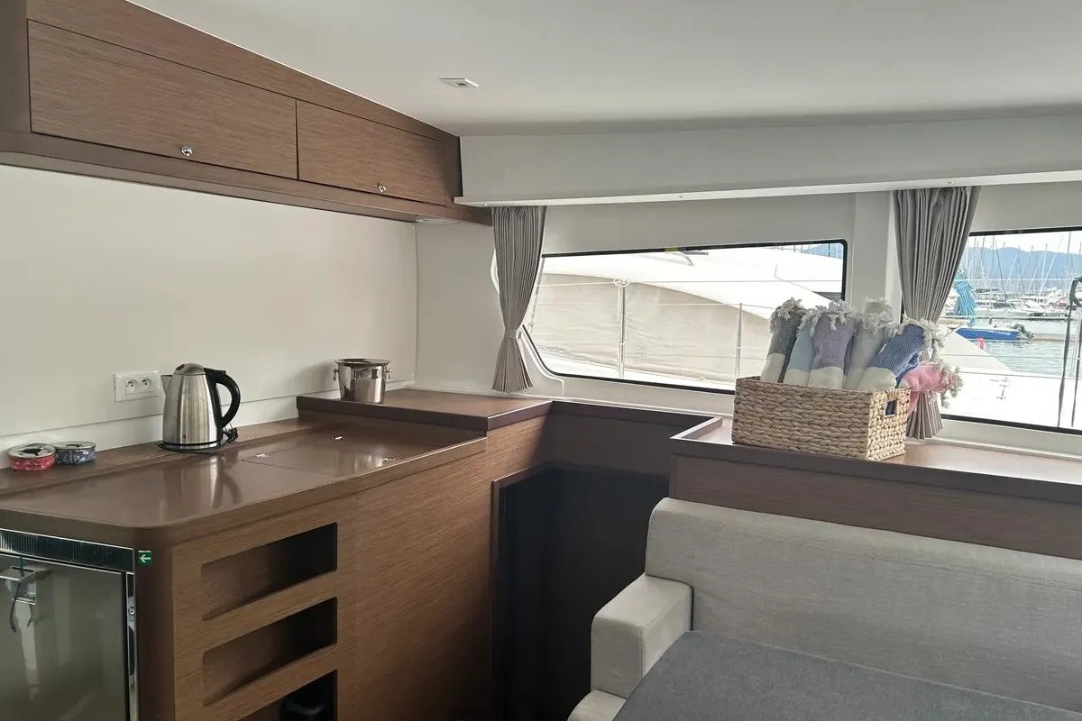 Galley of Meraki, a Lagoon 42 catamaran at Fethiye, Turkey