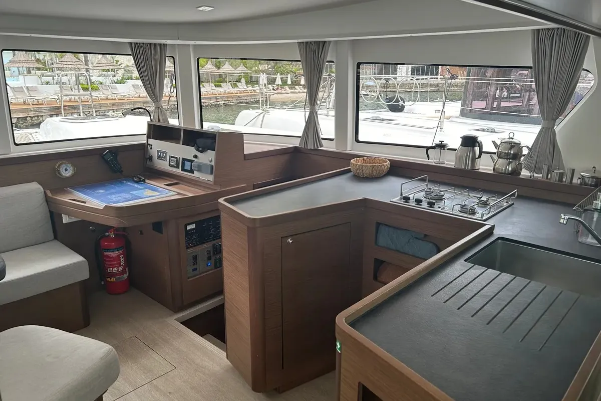 Galley of Meraki, a Lagoon 42 catamaran at Fethiye, Turkey