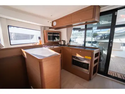 Galley of Meraki, a Lagoon 42 catamaran at Fethiye, Turkey