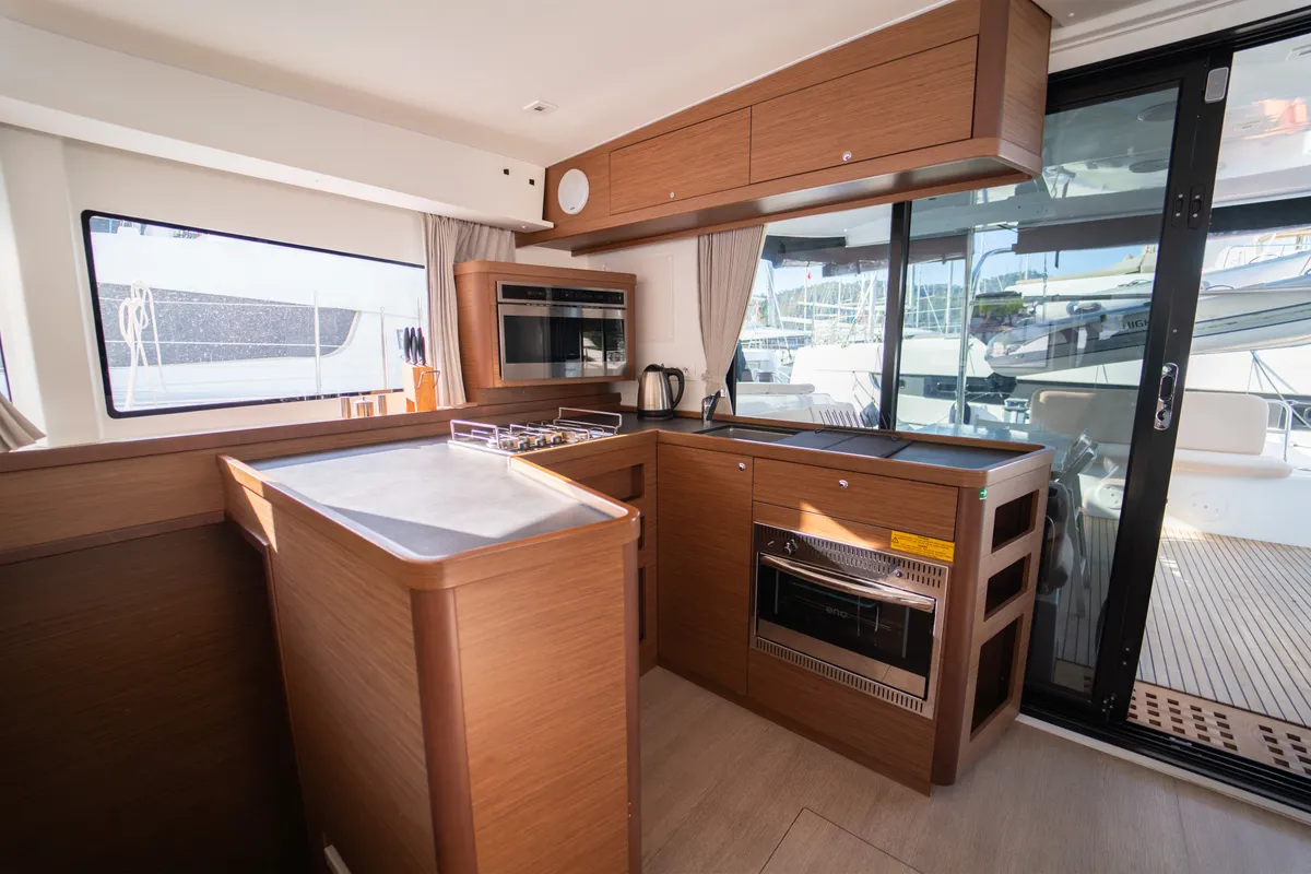 Galley of Meraki, a Lagoon 42 catamaran at Fethiye, Turkey