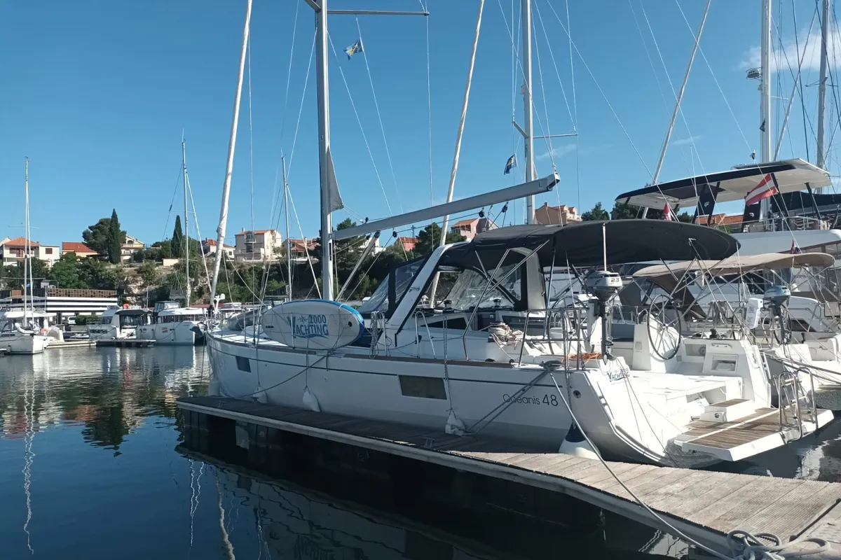 Exterior view of Luna Rossa, a Beneteau Oceanis 48 sailboat at Šibenik, Croatia