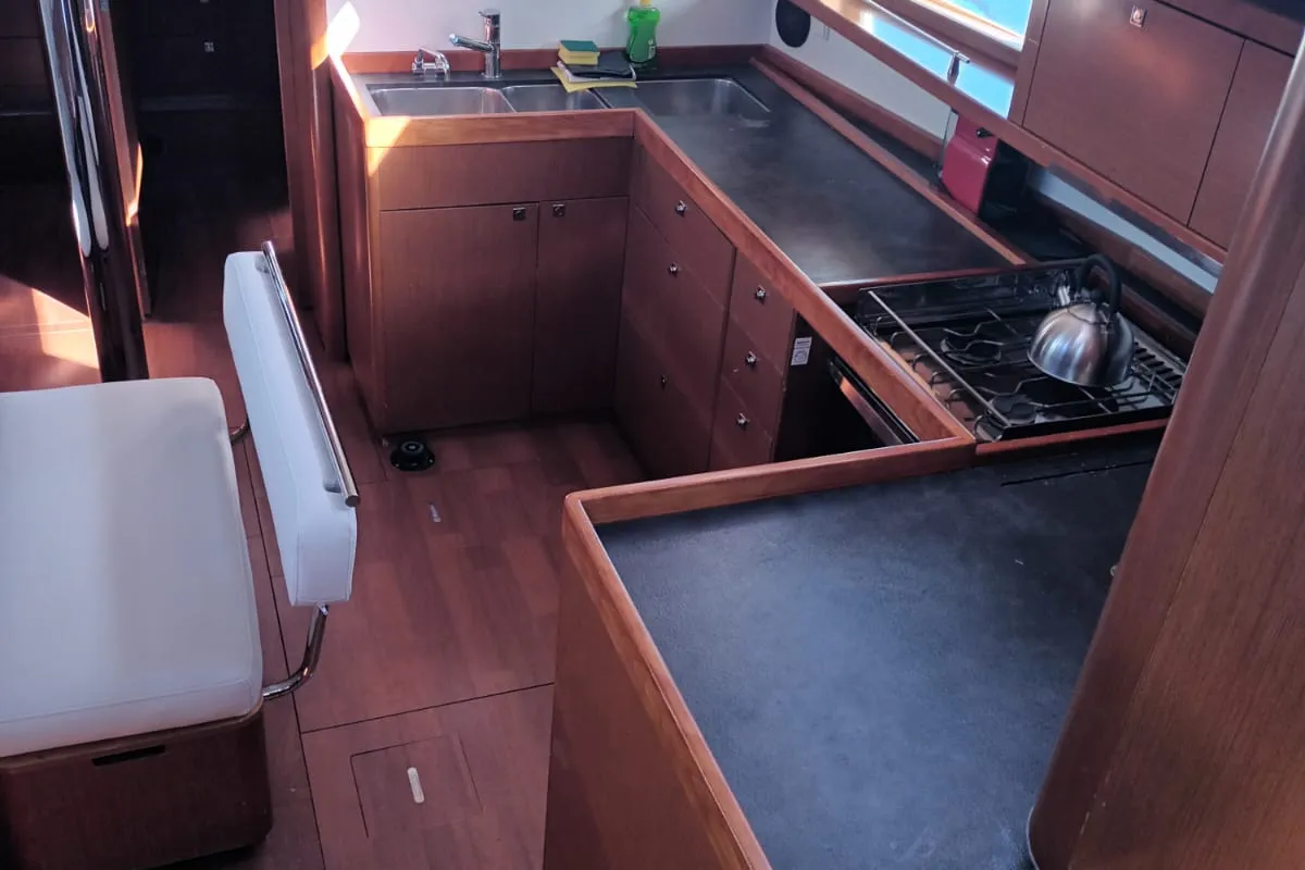 Galley of Luna Rossa, a Beneteau Oceanis 48 sailboat at Šibenik, Croatia