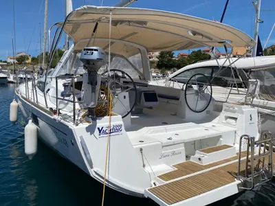 Cockpit of Luna Rossa, a Beneteau Oceanis 48 sailboat at Šibenik, Croatia