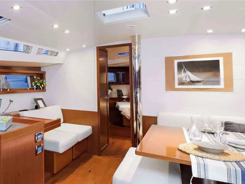 Salon of Luna Rossa, a Beneteau Oceanis 48 sailboat at Šibenik, Croatia