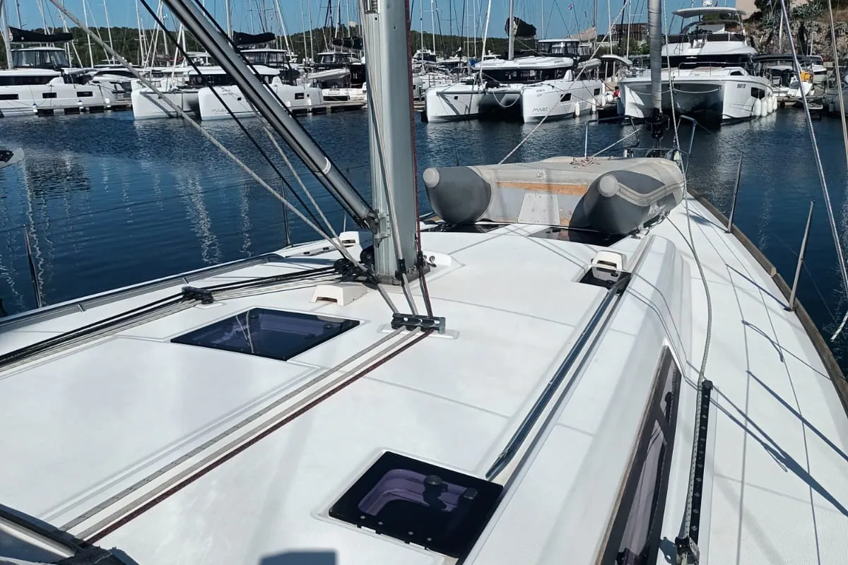 Deck of Luna Rossa, a Beneteau Oceanis 48 sailboat at Šibenik, Croatia