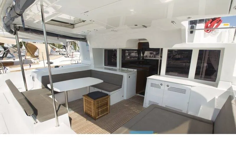 Hydra VIII, a Lagoon 450 Fly catamaran at Athens, Greece