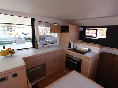 Galley of Amelie, a Dufour Catamaran 48 catamaran at Cecina, Italy