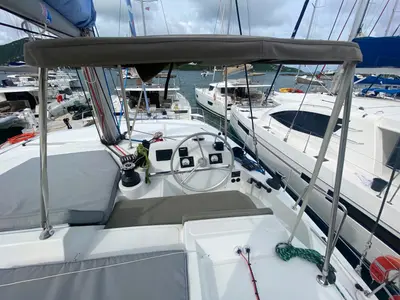 Cockpit of Bali 4.2, a catamaran at Road Town, British Virgin Islands