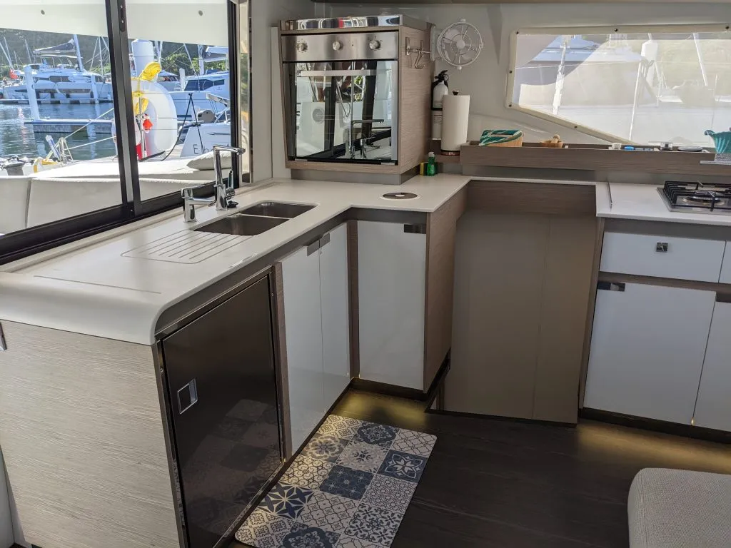 Galley of Free To Be, a Fountaine Pajot Elba 45 catamaran at Road Town, British Virgin Islands