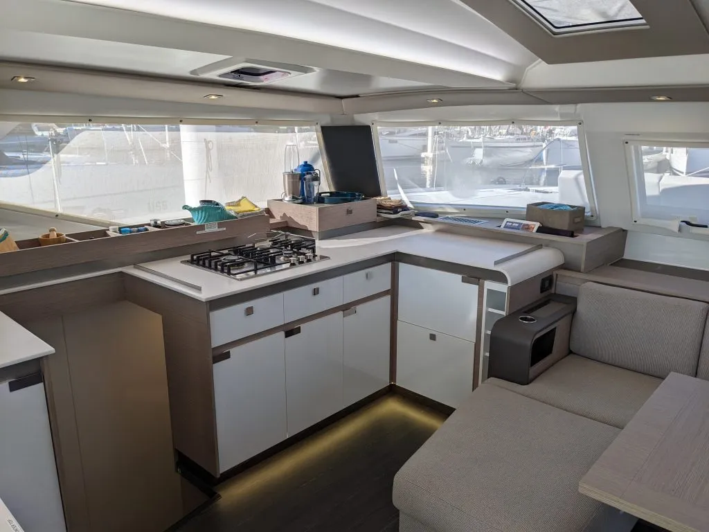 Galley of Free To Be, a Fountaine Pajot Elba 45 catamaran at Road Town, British Virgin Islands