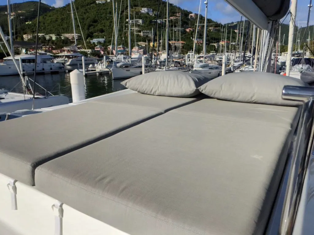Deck of Free To Be, a Fountaine Pajot Elba 45 catamaran at Road Town, British Virgin Islands