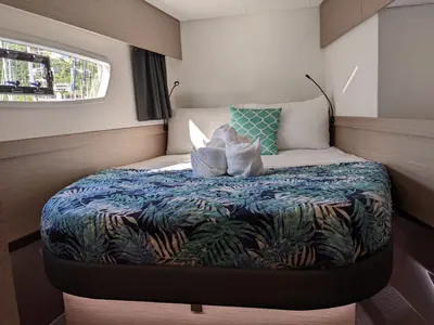 Cabin on Free To Be, a Fountaine Pajot Elba 45 catamaran at Road Town, British Virgin Islands
