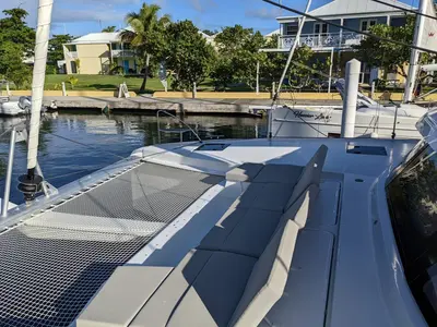Deck of Free To Be, a Fountaine Pajot Elba 45 catamaran at Road Town, British Virgin Islands