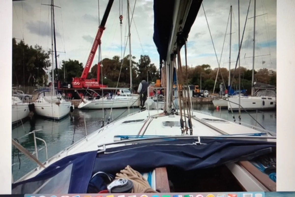 Deck of Fetard, a Dufour Gib Sea 51 sailboat at Municipal Unit of Lefkada, Greece