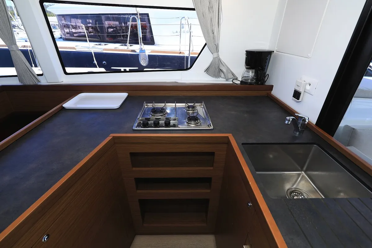 Galley of Cuzamen, a Lagoon 42 catamaran at Sukošan, Croatia