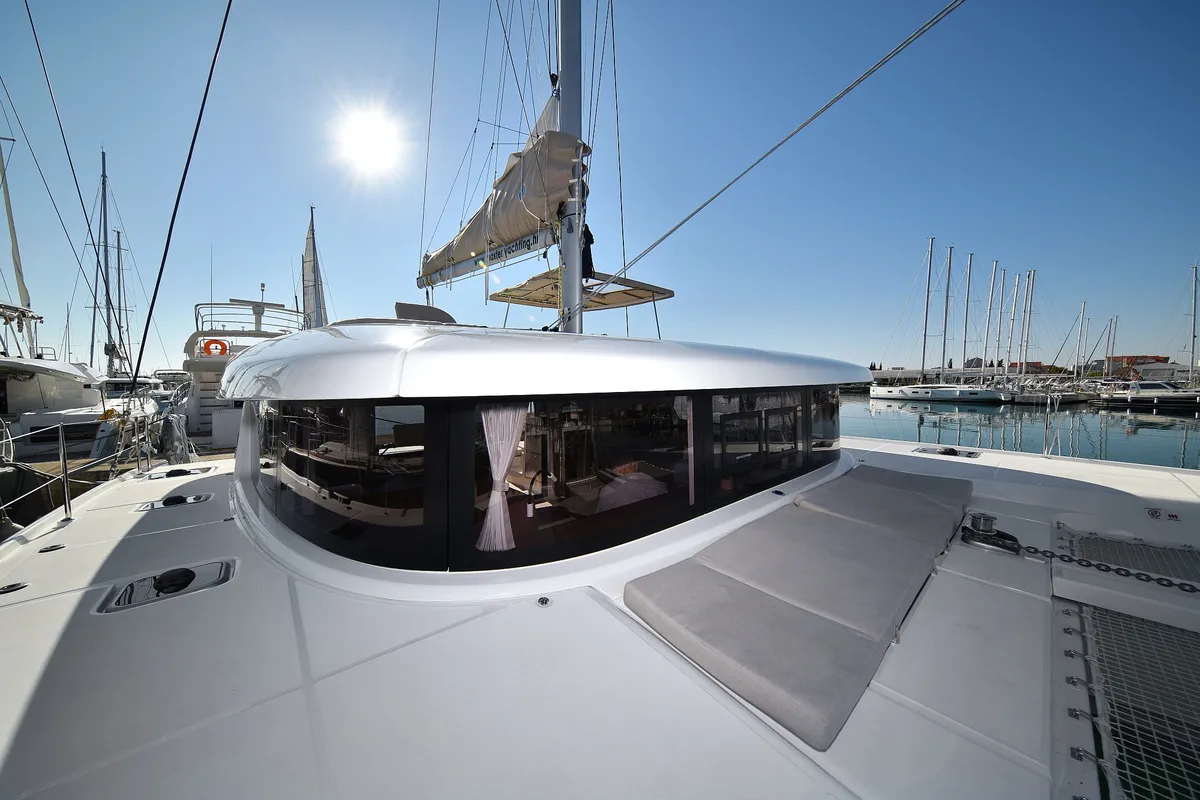Exterior view of Cuzamen, a Lagoon 42 catamaran at Sukošan, Croatia