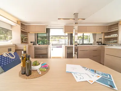 Galley of First Care, a Lagoon 46 catamaran at Skradin, Croatia