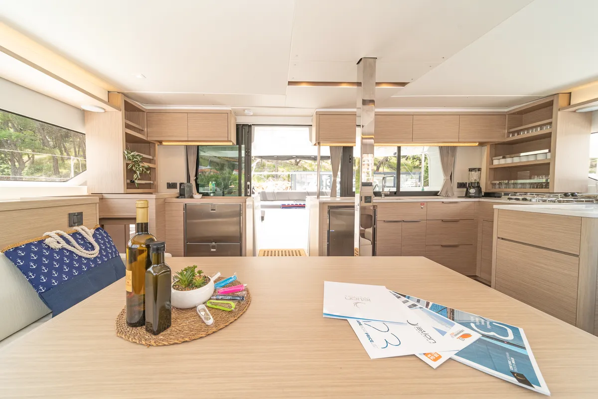 Galley of First Care, a Lagoon 46 catamaran at Skradin, Croatia
