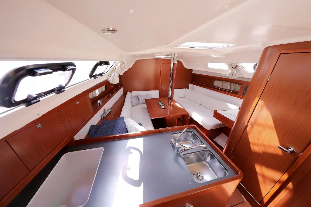 Galley of Caprice, a Beneteau Oceanis 34 sailboat at Grad Vodice, Croatia
