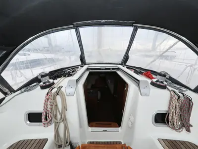 Deck of Caprice, a Beneteau Oceanis 34 sailboat at Grad Vodice, Croatia