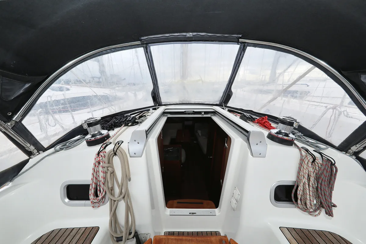 Deck of Caprice, a Beneteau Oceanis 34 sailboat at Grad Vodice, Croatia