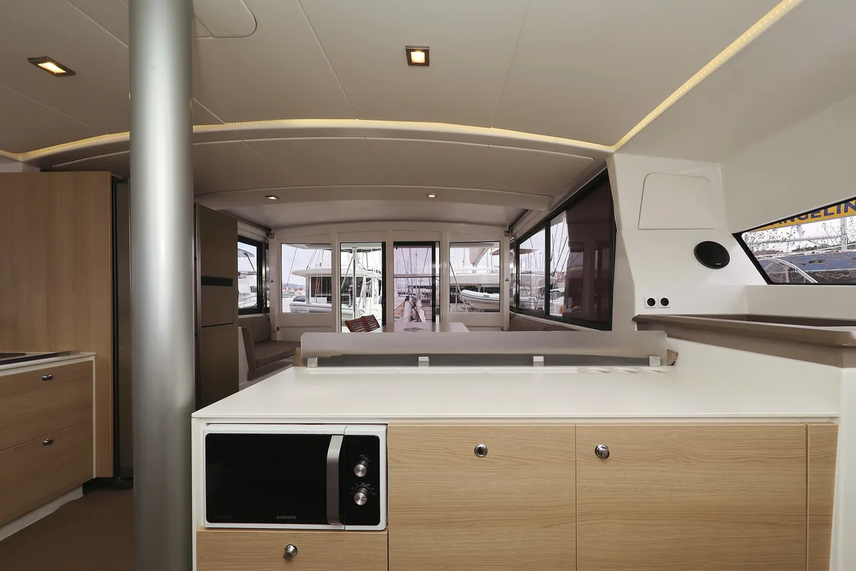 Galley of Tisia, a Bali 4.3 catamaran at Grad Trogir, Croatia