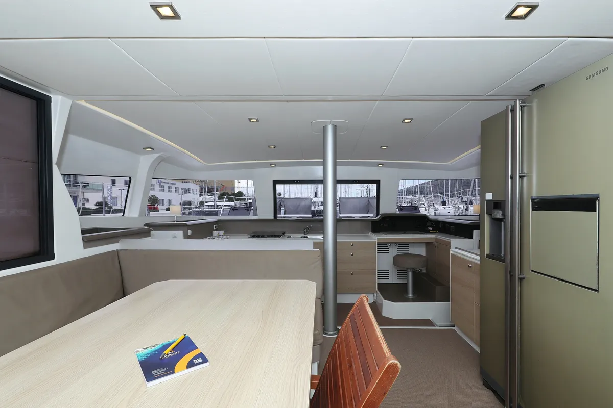 Salon of Tisia, a Bali 4.3 catamaran at Grad Trogir, Croatia