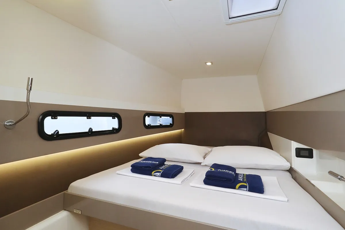 Cabin on Tisia, a Bali 4.3 catamaran at Grad Trogir, Croatia