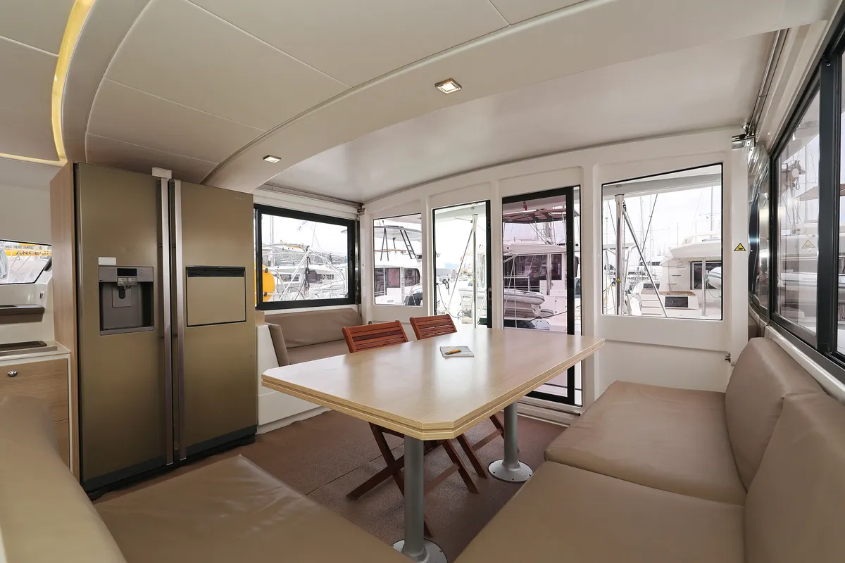 Salon of Tisia, a Bali 4.3 catamaran at Grad Trogir, Croatia