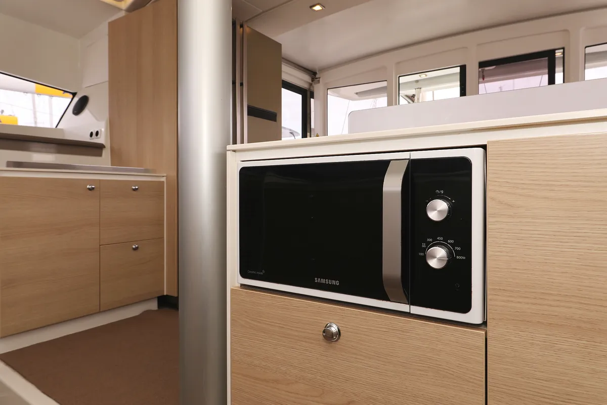 Galley of Tisia, a Bali 4.3 catamaran at Grad Trogir, Croatia