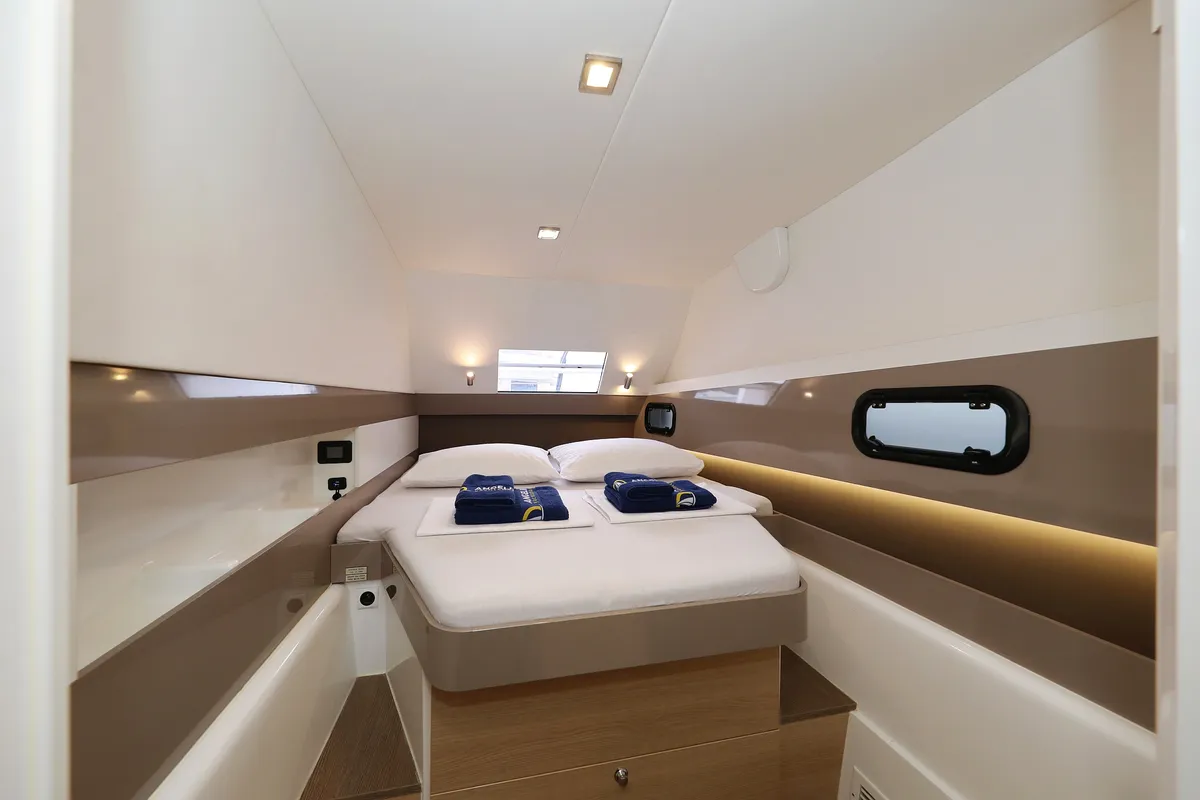Cabin on Tisia, a Bali 4.3 catamaran at Grad Trogir, Croatia