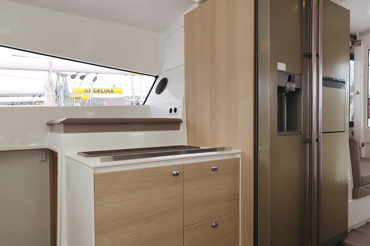 Galley of Tisia, a Bali 4.3 catamaran at Grad Trogir, Croatia