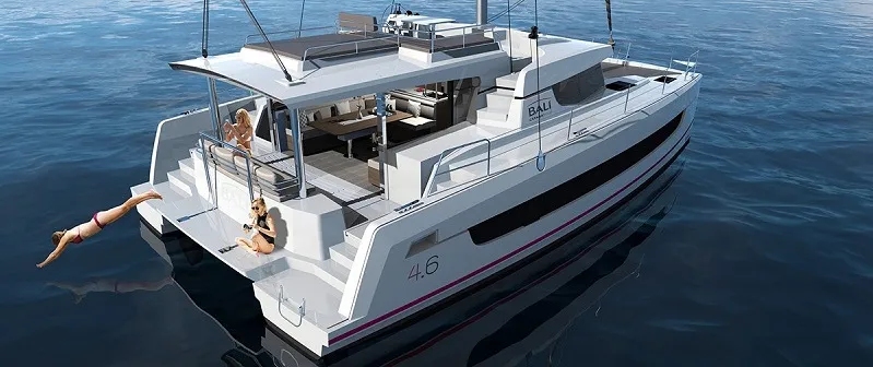 Exterior view of Cancelli del Cielo, a Bali 4.6 catamaran at Road Town, British Virgin Islands