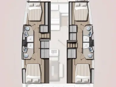 Floor plan of Cancelli del Cielo, a Bali 4.6 catamaran at Road Town, British Virgin Islands