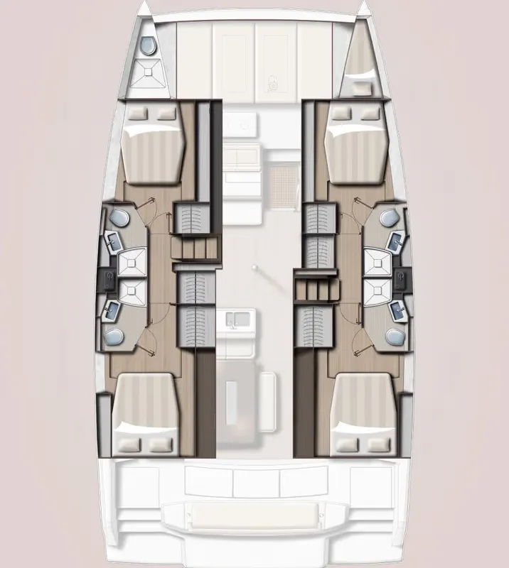 Floor plan of Cancelli del Cielo, a Bali 4.6 catamaran at Road Town, British Virgin Islands