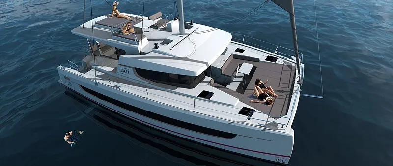 Exterior view of Cancelli del Cielo, a Bali 4.6 catamaran at Road Town, British Virgin Islands