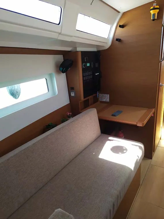 Salon of Bright Elli, a Jeanneau Sun Odyssey 380 sailboat at Trogir, Croatia