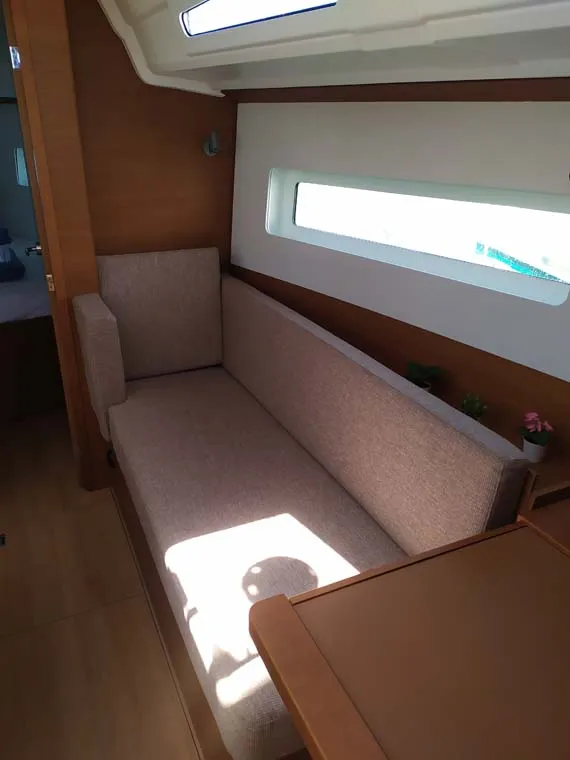 Salon of Bright Elli, a Jeanneau Sun Odyssey 380 sailboat at Trogir, Croatia