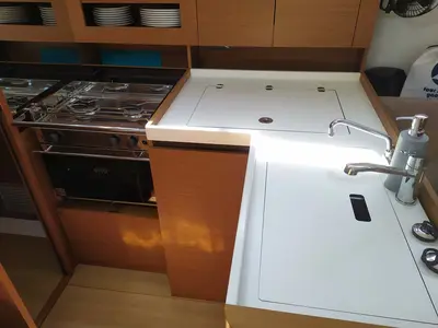 Galley of Bright Elli, a Jeanneau Sun Odyssey 380 sailboat at Trogir, Croatia