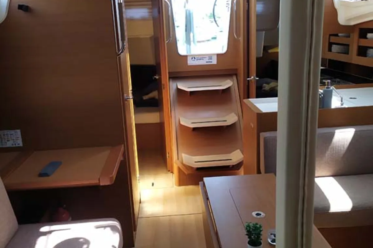 Salon of Bright Elli, a Jeanneau Sun Odyssey 380 sailboat at Trogir, Croatia