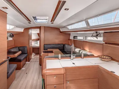 Galley of Calypso, a Jeanneau Sun Odyssey 419 sailboat at Municipal Unit of Palairos, Greece