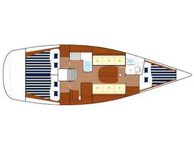Floor plan of Roko, a Beneteau First 36.7 sailboat at Primošten, Croatia