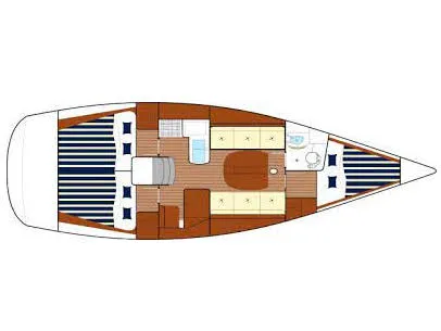 Floor plan of Roko, a Beneteau First 36.7 sailboat at Primošten, Croatia