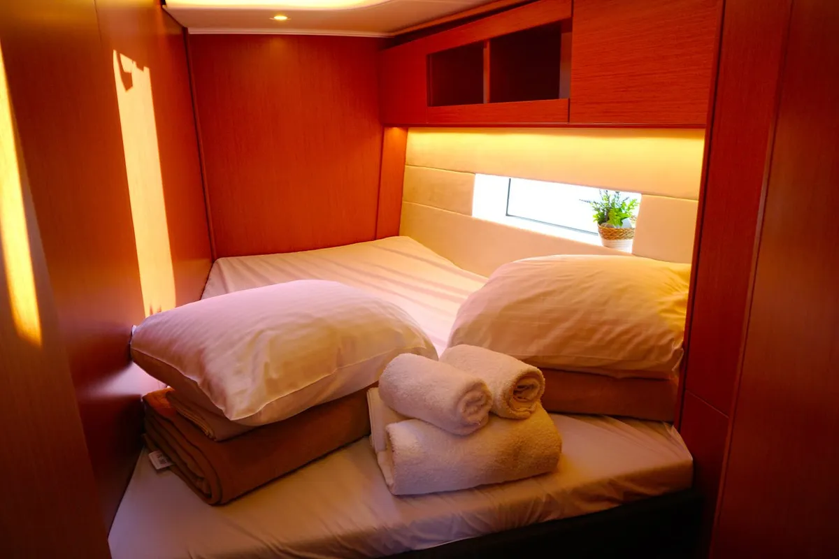 Cabin on Moya One, a Bavaria C50 Style sailboat at Kontokali, Greece