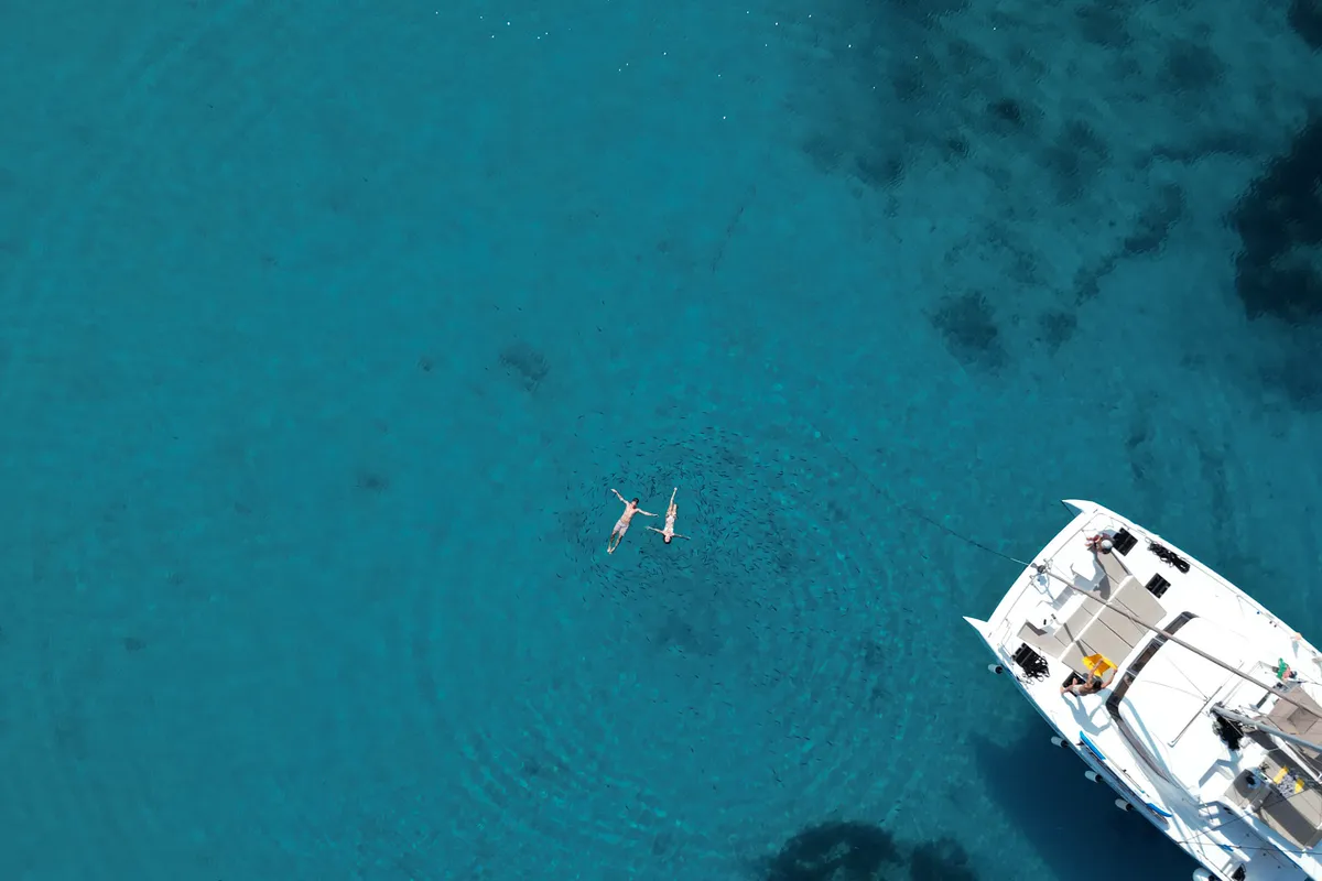 Exterior view of Bali Catspace, a catamaran at Seget Donji, Croatia