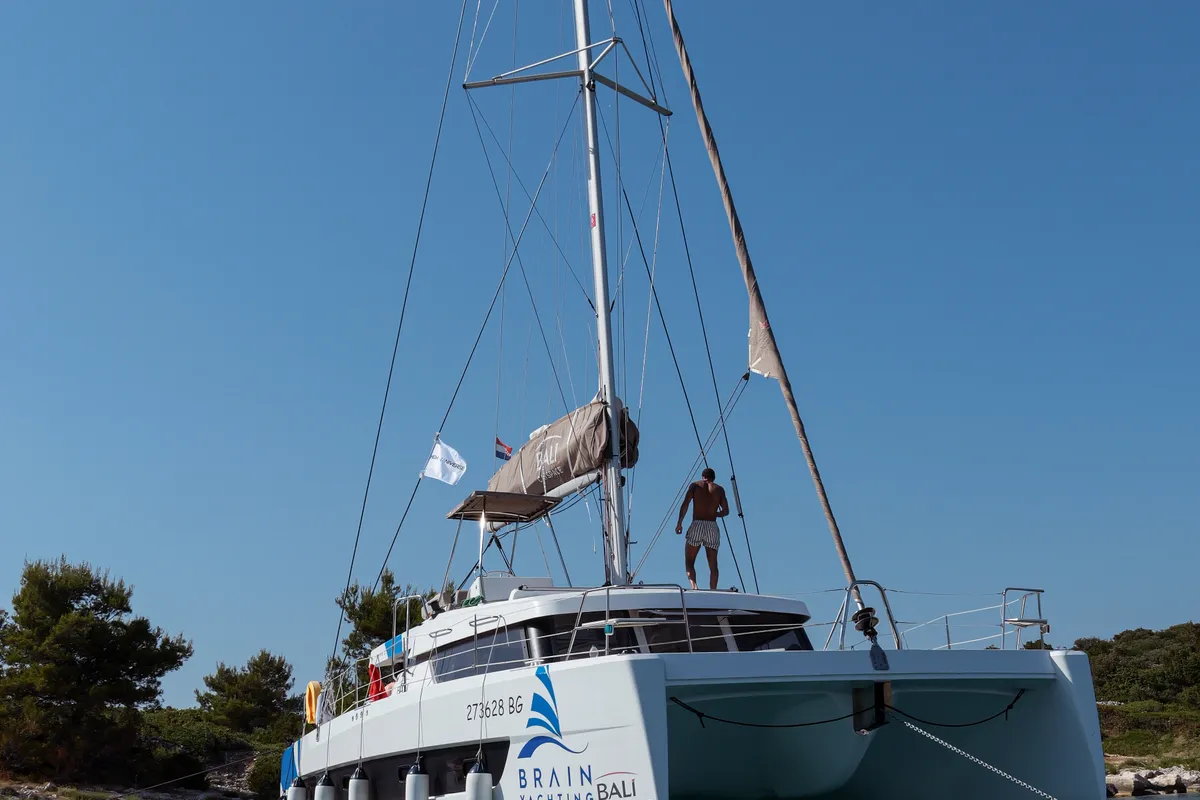 Exterior view of Bali Catspace, a catamaran at Seget Donji, Croatia