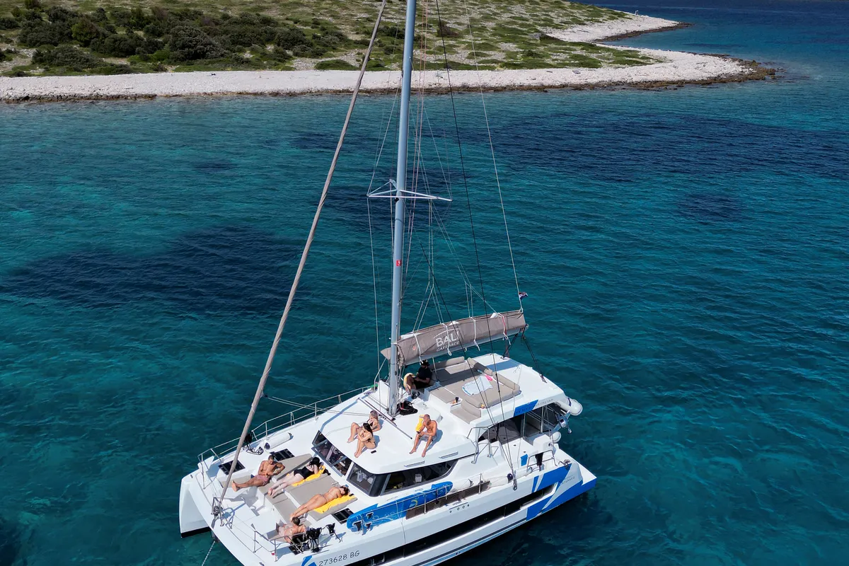 Exterior view of Bali Catspace, a catamaran at Seget Donji, Croatia